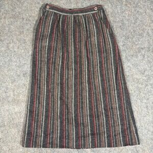 Barclay Square Striped Midi Skirt Womens XXS‎ (24") USA Made Wool Mohair VTG